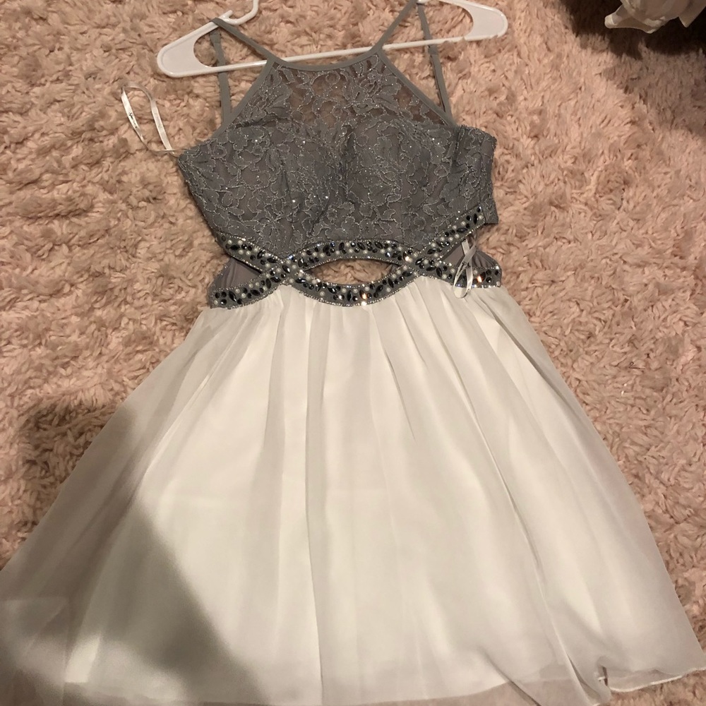 silver homecoming dress